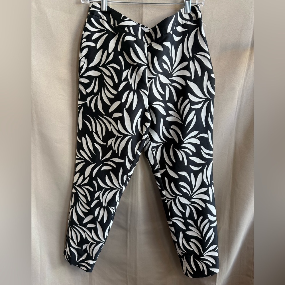 Serena & Lily Black & White Print Lined Ankle Pants Size 6